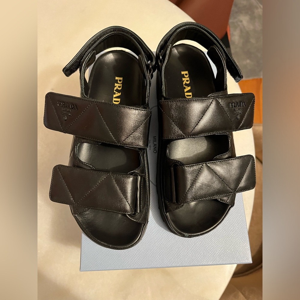 Prada Quilted Leather Slingback Sporty Sandals